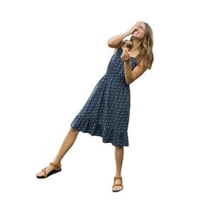 Toad & Co Blue Sunkissed Bella Dress Floral Sleeveless Sundress Mini Dress Small